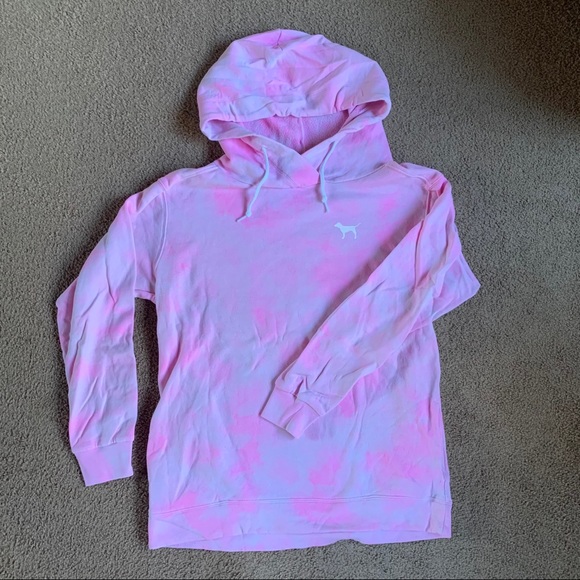 pink tie dye hoodie victoria secret